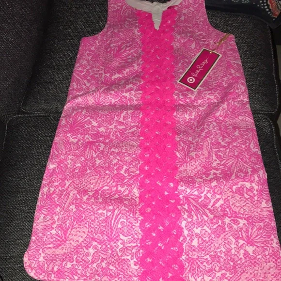 SOLD π€NWT TARGET LILLY PULITZER 2015 NEON PINK SHIFT DRESS SIZE L 10-12π€ - Picture 3 of 16